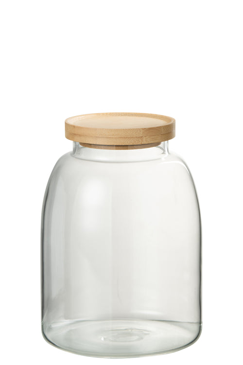 J-Line voorraadpot Tom - glas/bamboe - transparant/naturel - medium - vtwonen shop