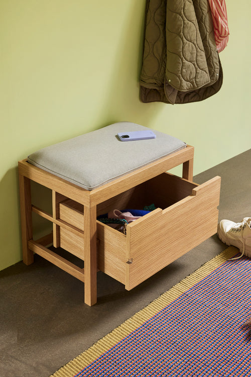 Hübsch bank Bifi - mdf/eikenfineer/eikenhout/polyester - 60x40xh48cm