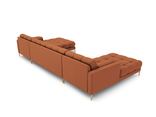 Cosmopolitan Design Panoramische bank Bali 7-zits, structurele stof, baksteen - 185x383x75cm