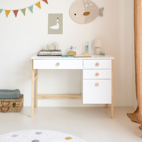 Petite Amélie Kinderbureau met lades Cerise - H75 cm - Wit - vtwonen shop