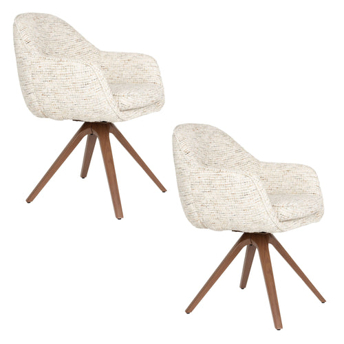 Housecraft Living Batoul Eetkamerstoelen Armleuning Beige - Set van 2