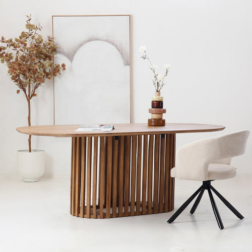 Giga Meubel Eettafel Ferran - Ovaal - Mangohout - Naturel - 200cm