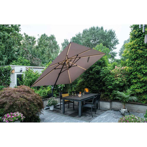Garden Impressions zweefparasol Lumen LED zand kleurig doek - 300x300 cm - vtwonen shop