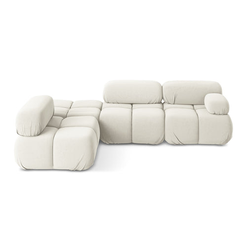 LaMiaSofa hoekbank links Sanremo - velours - lichtbeige - 285x190x70