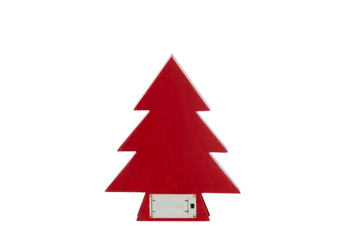 J-Line decoratie Boom - multiplex - rood - 2 stuks - LED