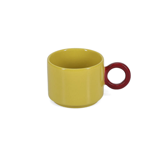 Ona - Beker 28cl mustard yellow/burgundy pink Lou