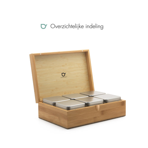 Bredemeijer – Theedoos met 6 theeblikjes - Bamboe - vtwonen shop