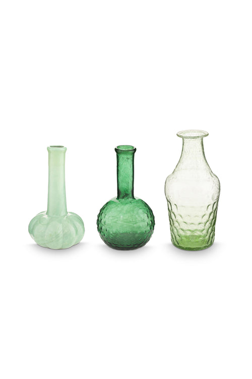 Pip Studio - Bloemenvaas - Groen - Glazen - Set van 3 vazen - vtwonen shop