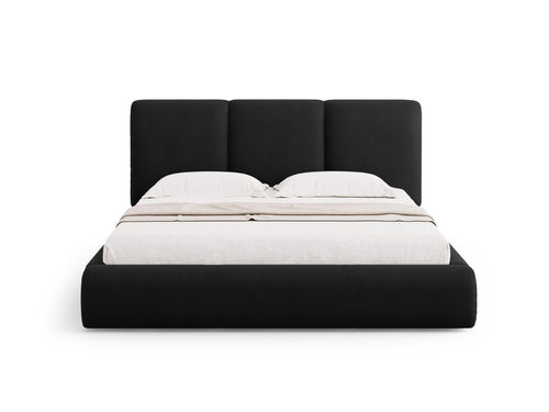 Cosmopolitan Design Opbergbed met hoofdeinde Nicolas 180x200cm, chenille, zwart - 220x200x100cm