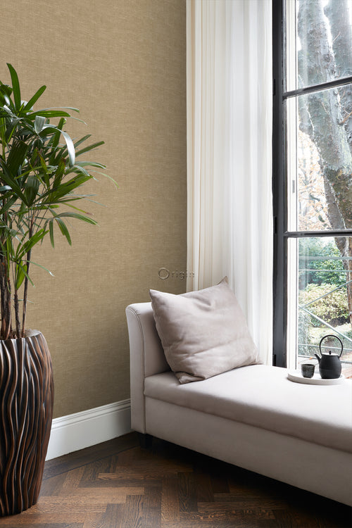 Origin Wallcoverings behang linnenstructuur donker beige - 0.53 x 10.05 m - 347862 - vtwonen shop