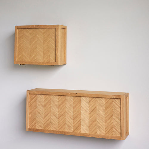 Hübsch schoenenkast Herringbone - mdf/eikenfineer/eikenhout - 100x25xh40cm