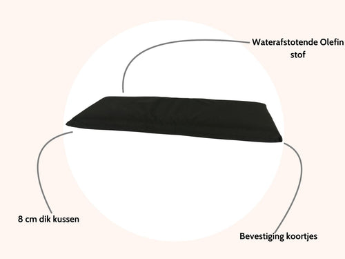 MaximaVida bankkussen Havana zwart 150 x 48 x 8 cm - waterafstotend