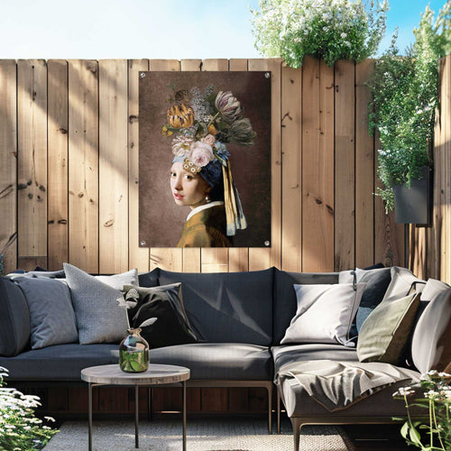 Reinders tuinposter Vermeer - Bloemenmeisje met de Parel - 80x60cm