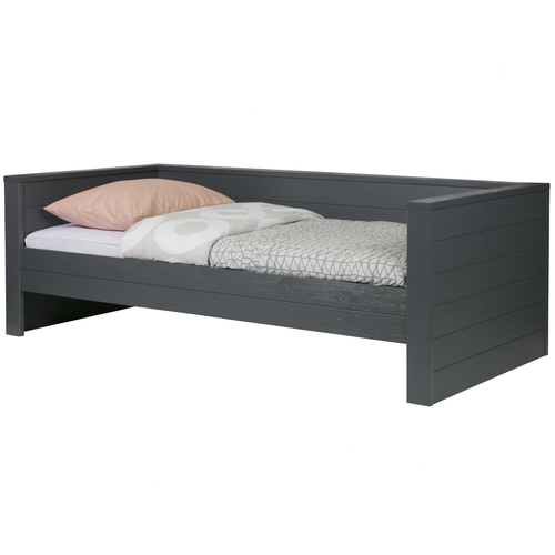 WOOOD bedbank excl. lade Dennis - Grenen - Staal Grijs - 219x73x101 - vtwonen shop