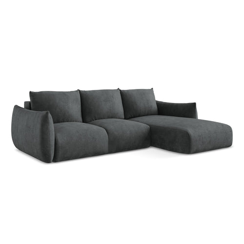 LaMiaSofa hoekbank rechts Savona - chenille stof - donkergrijs - 242x162x90