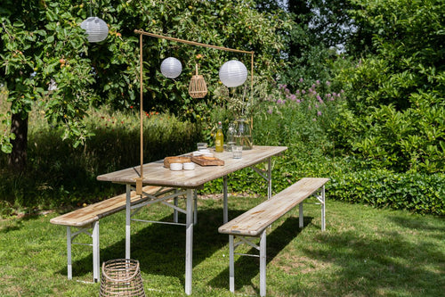 MaximaVida inklapbare picknickset Berlijn 200 cm whitewash - FSC hout