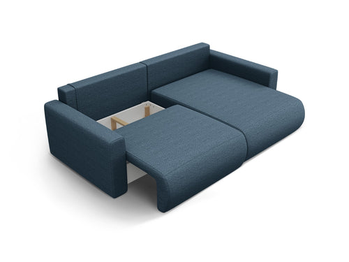 Cosmopolitan Design Omkeerbare converteerbare hoekbank met opbergdoos Belfast 3-zits, structurele stof blauw - 149x240x84cm