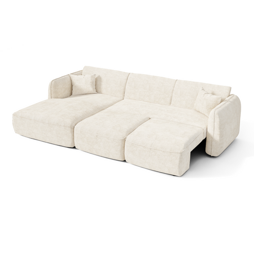 Premium Interiors - Linkerhoekbank LOMI - gewaafd fluweel crème 274cm