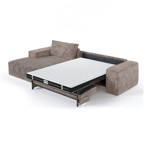 Premium Interiors - Linkshoekbank met snelle uitklapfunctie JUNE - gewaafd fluweel mol 320cm