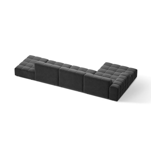 Cosmopolitan Design - Linker hoekbank Chicago 5-zits, flueel grijs - 167x348x78cm