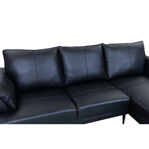 Furnhouse chaise longue bank rechts Soul - Zwart - Leer - 155x233x88