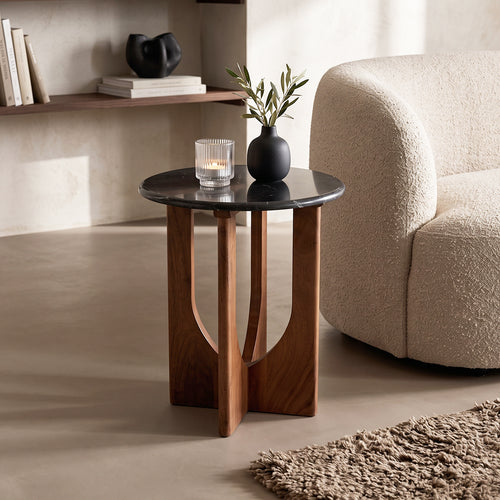 Raw Materials Brunei marmeren bijzettafel - zwart
