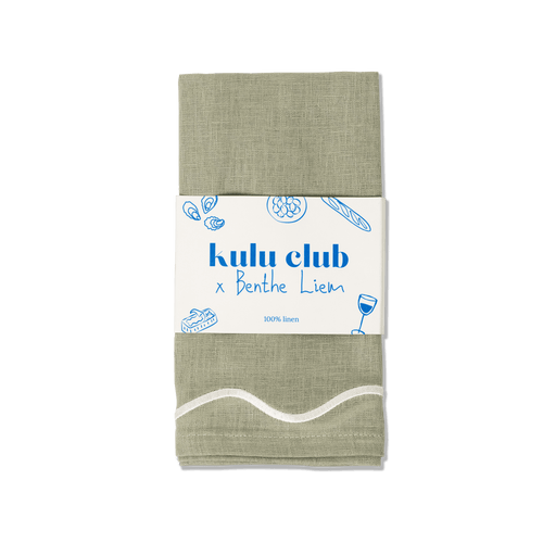 Kulu Club servetten wavy - 100% linnen - saliegroen - set van 2 - vtwonen shop