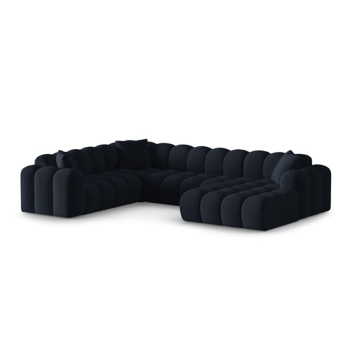 Cosmopolitan Design - Panoramische hoekbank links Treno 4-zits, flueel donkerblauw - 240x330x70cm