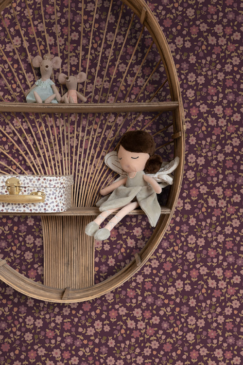 ESTAhome behang bloemetjes aubergine paars - 50 x 900 cm - 131636 - vtwonen shop