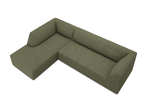Micadoni linker hoekbank Ruby 4-zits, ribfluwelen, groente - 180x273x69cm
