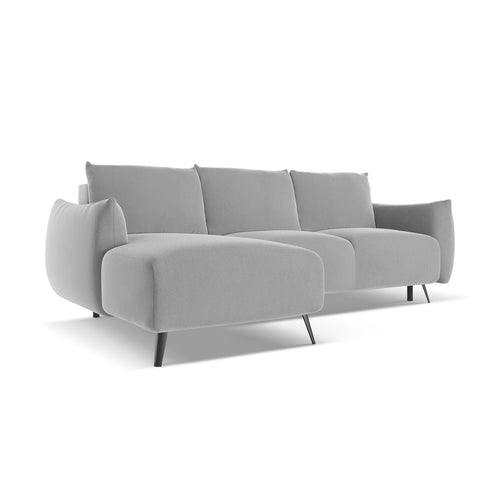 LaMiaSofa hoekbank links Genova - velours - grijs - 242x162x86