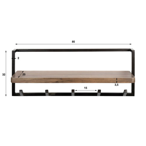 Giga Meubel Kapstok Air Solid - Bruin Hout - 6 Haken - 85x25x32cm