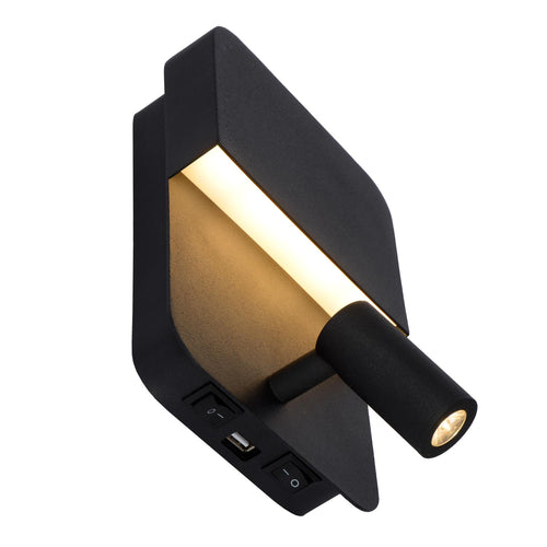 Lucide bedlamp BOXER - Geïntegreerde LED - Zwart - vtwonen shop