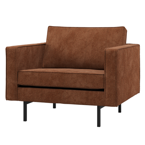 WOOOD fauteuil Rodeo - Ribstof - Roestbruin - 83x98x88 - vtwonen shop