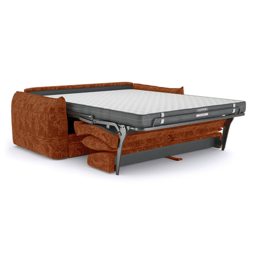 Premium Interiors - Snel uitklapbare slaapbank ICON - gewaafd fluweel terracotta 208cm
