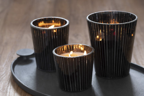 J-Line geurkaars Noa - Spicy Twilight - glas - zwart - small - 35U