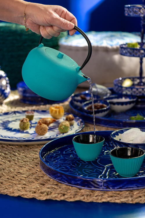 J-Line theepot - metaal - lichtblauw - 2 stuks - vtwonen shop