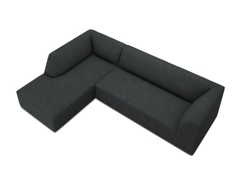 Micadoni linker hoekbank Ruby 4-zits, ribfluwelen, zwart - 180x273x69cm