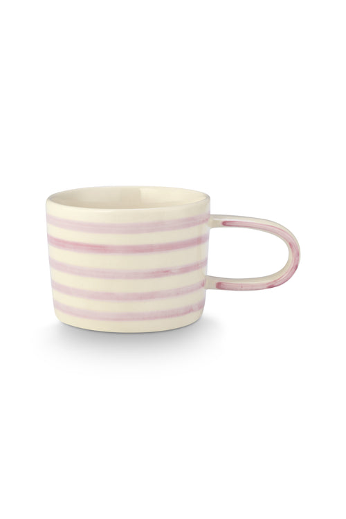 vtwonen - Mokken - Strepen - Lila - Keramiek - 350ml - Set van 4