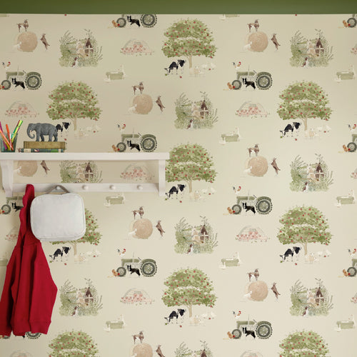 Sophie Allport Vliesbehang Kinderkamer - Farm Friends Hambleton Sage