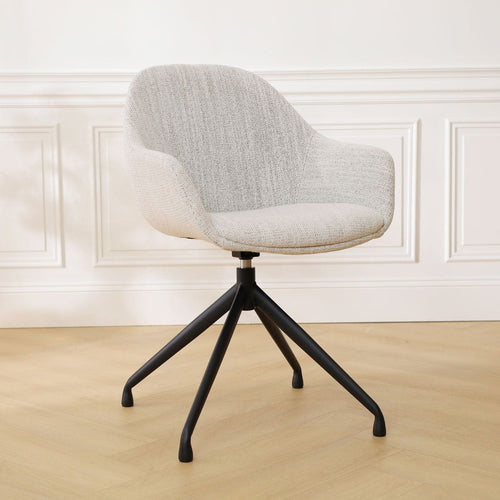 Nolon Nola-Mae Eetkamerstoel Beige Gemêleerd - Draaibaar Zwart Onderstel - vtwonen shop