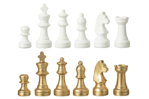 J-Line decoratie Schaakstuk - polyresin - goud/wit
