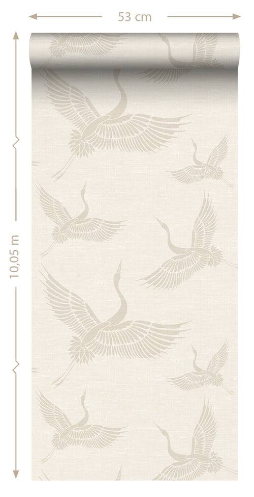 Origin Wallcoverings behang kraanvogels zandkleurig - 0,53 x 10,05 m - 347827 - vtwonen shop