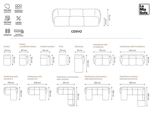 LaMiaSofa Bankmodule midden Cervo - bouclé - zand - 70x94x75