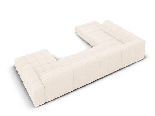 Cosmopolitan Design Panoramische hoekbank links Chicago 7-zits, chenille lichtbeige - 263x375x78cm