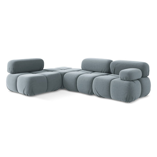 LaMiaSofa hoekbank links Sanremo - velours - lichtblauw - 285x190x70