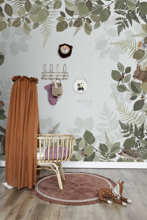 ESTAhome fotobehang bosdieren groen en bruin - 3 x 2,79 m - 159100 - vtwonen shop