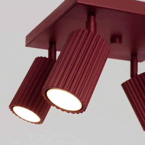 Sollux Lighting Plafondlamp KARBON 4 bordeaux - 25x25x16,5cm