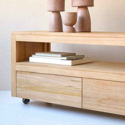 Tikamoon Tv-meubel van massief teakhout 180 cm - Naturel - vtwonen shop