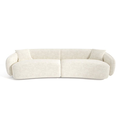 Sia Home - Rechte bank CELINE - Fluweel met reliëf - Crème - 260cm